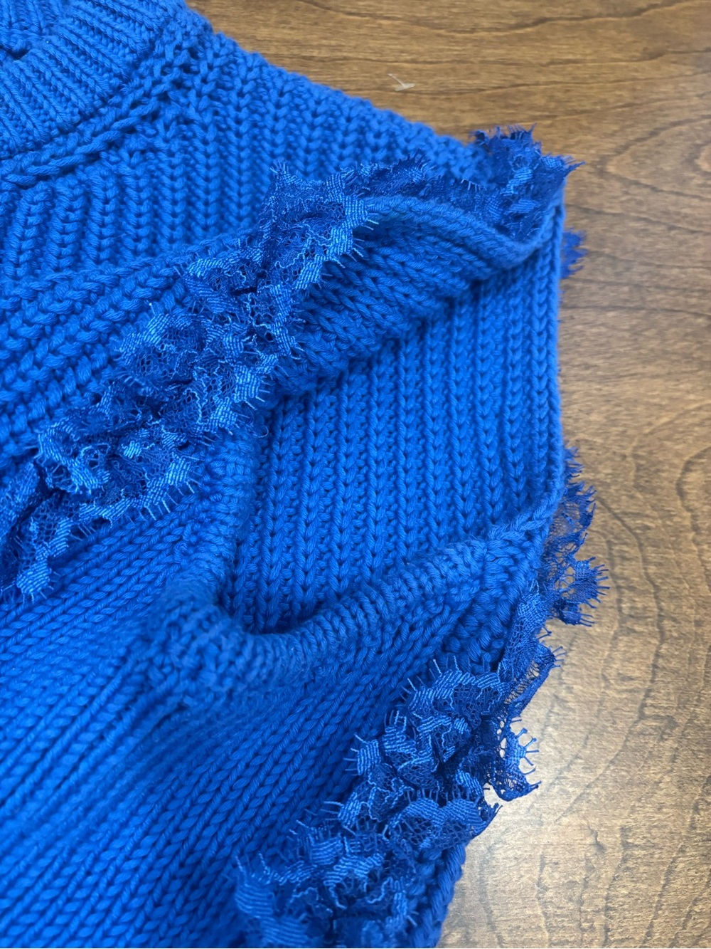 Philosophy di Lorenzo Serafini blue knit vest w lace & fraye - Picture 5 of 5